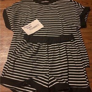 Black and White Striped Two-Piece Set